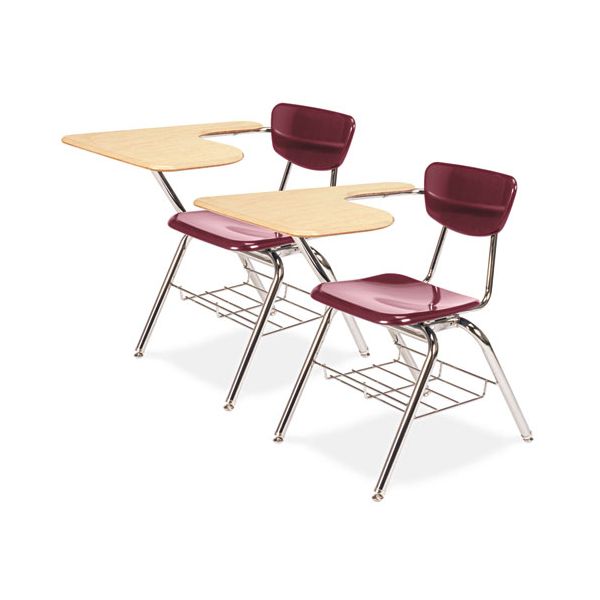 VIR3700BR5038 Virco 3700 Series Chair Desk, 20w x 31d x 30-1/2h, Fushion Maple/Wine, 2/Carton
