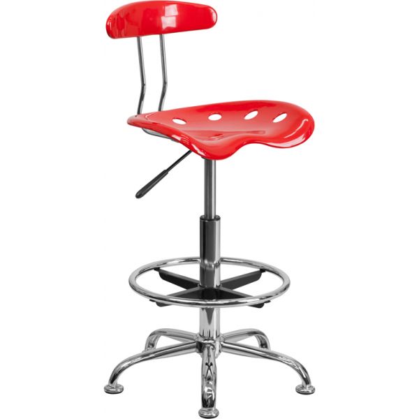 FHFLF215REDGG Flash Furniture Vibrant Drafting Stool with Tractor Seat