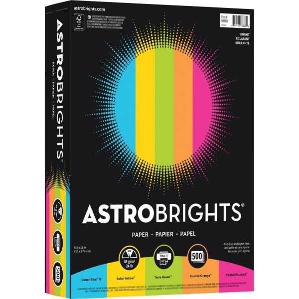 NEE99608 Astrobrights Color Paper - "Bright" 5-Color Assortment