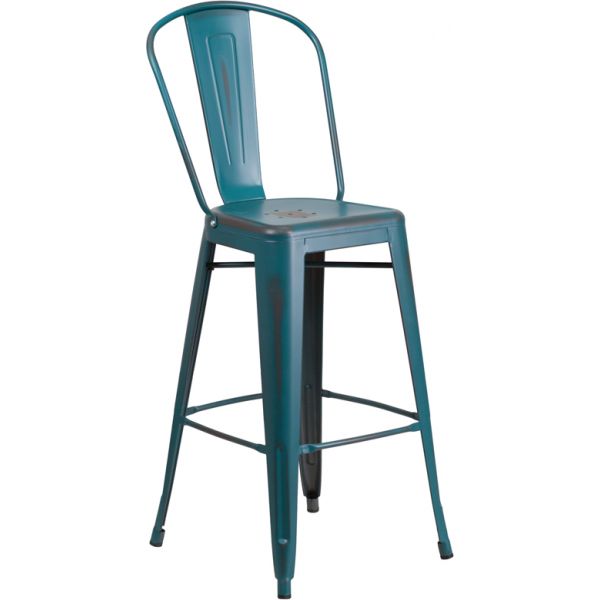 FHFET353430KBGG Flash Furniture 30'' High Indoor-Outdoor Barstool with Back