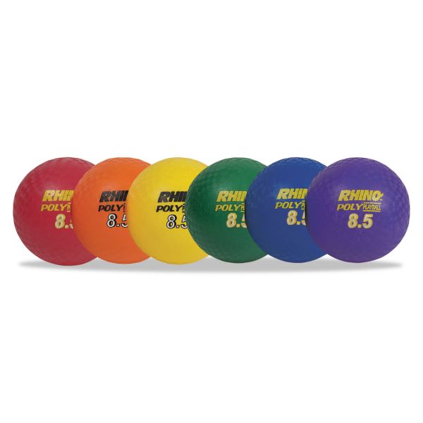 CSIPX85SET Champion Sports Rhino Playground Ball Set, 8 1/2" Diameter, Rubber, Assorted, 6 Balls/Set