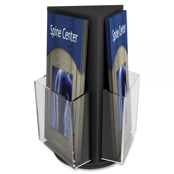 DEF592704 deflect-o Three-Pocket Plastic Countertop 3-Sided Revolving Leaflet Display Rack, Clear