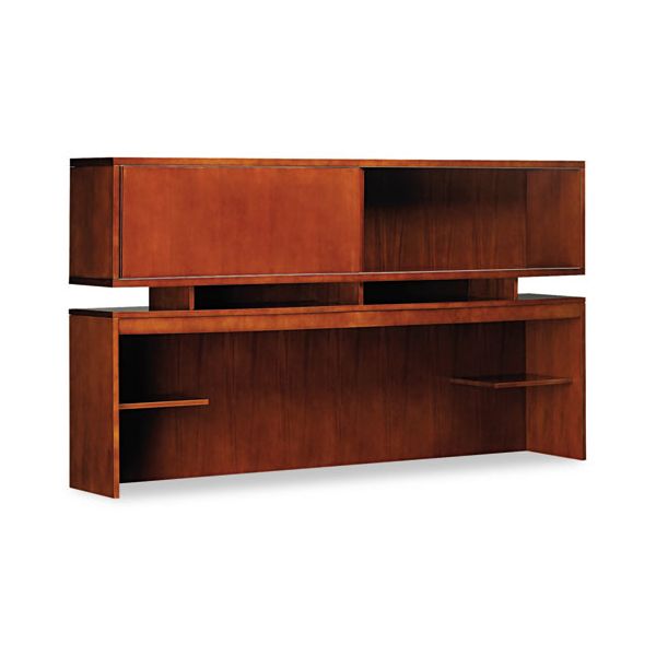 MLNSKHTC72TOF Mayline Stella Series Wood Veneer Hutch, 72w x 14d x 41h, Toffee