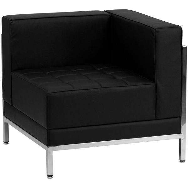 FHFZBIMAGRIGHTCORNERGG Flash Furniture Contemporary Black Leather Right Corner Chair