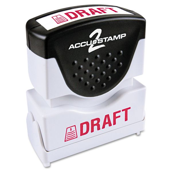 COS035585 ACCUSTAMP2 Pre-Inked Shutter Stamp, Red, DRAFT, 1 5/8 x 1/2