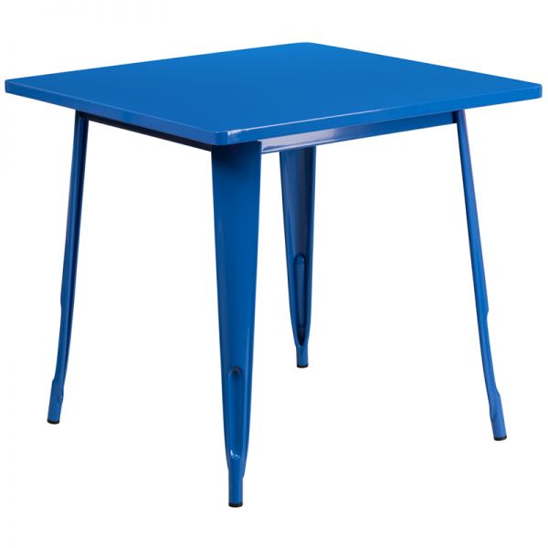 FHFETCT0021BLGG Flash Furniture 31.5'' Square Blue Metal Indoor-Outdoor Table