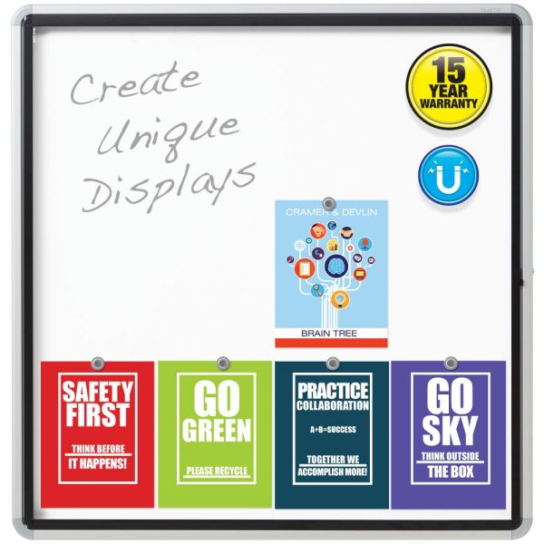 QRTEEHM3938 Quartet 38" x 39" Enclosed Magnetic Painted Steel Dry Erase Whiteboard for Outdoor Use