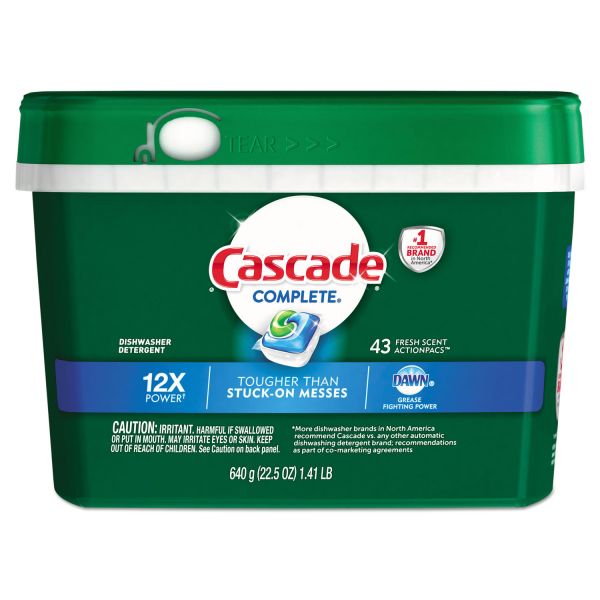 PGC98208 Cascade ActionPacs, Fresh Scent, 22.5 oz Tub, 43/Tub, 6 Tubs/Carton