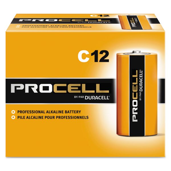 DURPC1400 Duracell Procell Alkaline Batteries, C, 12/Box