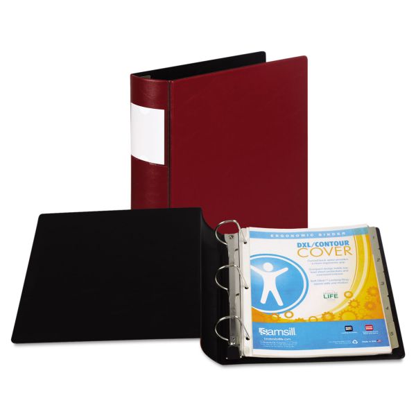 SAM17664 Samsill DXL Heavy-Duty Locking 3-Ring Binder With Label Holder, 2" Capacity, D-Ring, Burgundy