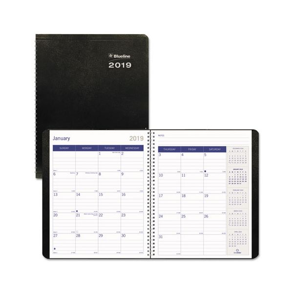 REDC23021T Blueline DuraGlobe 14-Month Planner, Soft Corinth Cover, 8 7/8 x 7 1/8, Black, 2019