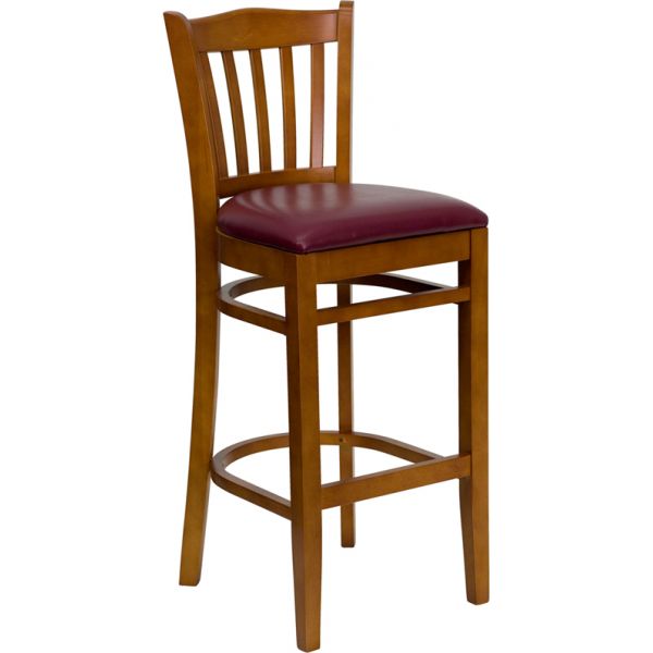 FHFXUDGW0008BARVRTCHYBURVGG Flash Furniture HERCULES Series Vertical Slat Back Barstool