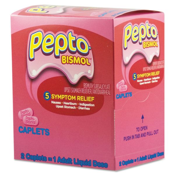 PFYBXPB25 Pepto-Bismol Tablets, Two-Pack, 25 Packs/Box