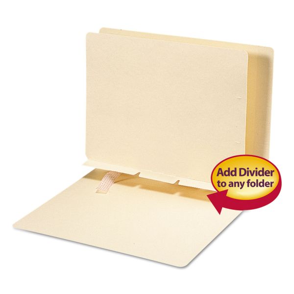 SMD68021 Smead Manila Self-Adhesive Folder Dividers w/Prepunched Slits, 2-Sect, Letter, 100/Box