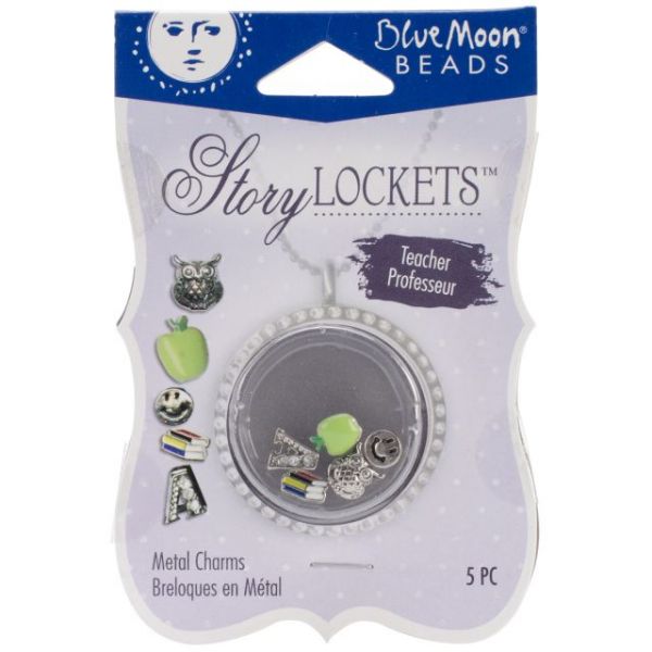 NOTM032333 Blue Moon Story Lockets Metal Charm Assortment 5/Pkg