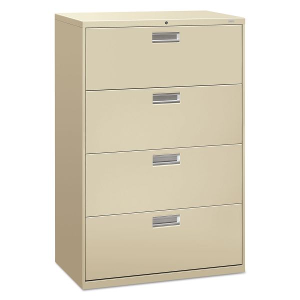 HON684LL HON 600 Series Four-Drawer Lateral File, Letter/Legal/A4, 36w x 19-1/4d, Putty