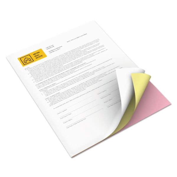 XER3R12426 Xerox Revolution Digital Carbonless Paper, 8 1/2 x 11, Wh/Can/Pink, 2505 Sheets/CT