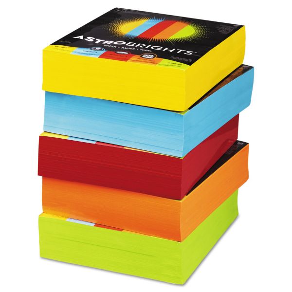 WAU22999 Astrobrights Color Paper - Five-Color Mixed Reams, 24 lb, 8 1/2 x 11, Assorted Colors, 2500 Sheets/Carton