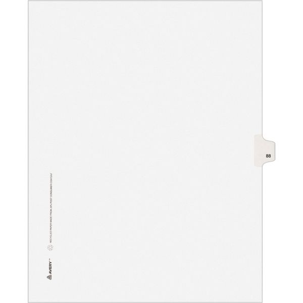 AVE01088 Avery-Style Legal Exhibit Side Tab Divider, Title: 88, Letter, White, 25/Pack