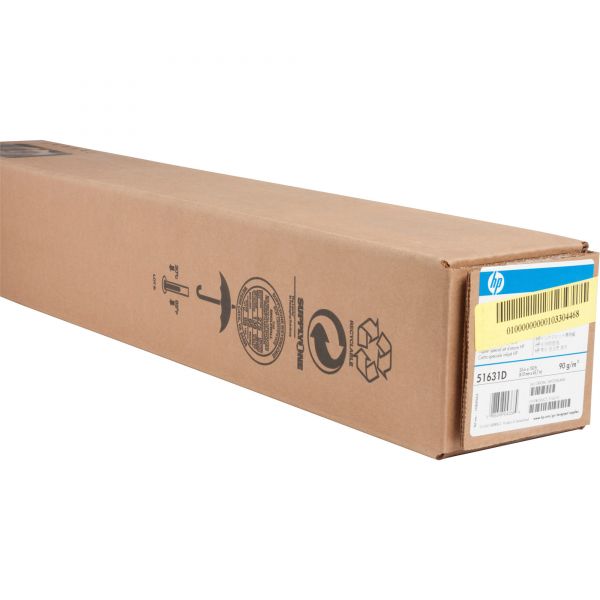 HEW51631D HP Designjet Inkjet Large Format Paper, 24" x 150 ft, White