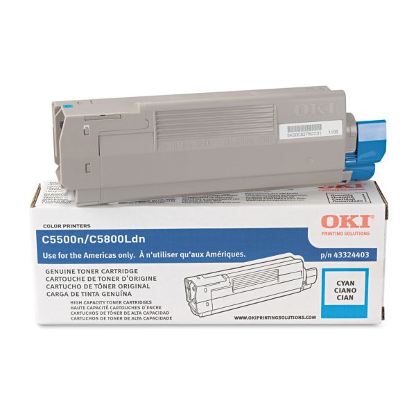 OKI43324403 Oki 43324403 High-Yield Toner (Type C8), 5000 Page-Yield, Cyan