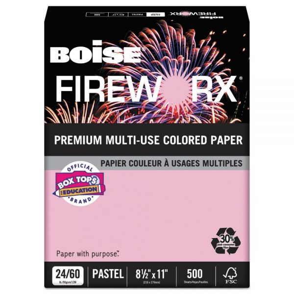 CASMP2241PK Boise FIREWORX Colored Paper, 24 lb, 8 1/2 x 11, Powder Pink, 500 Sheets/Ream