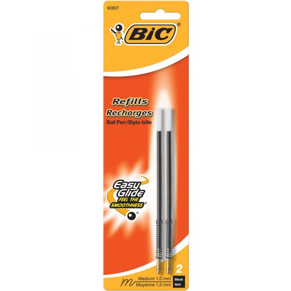 BICMRC21BK BIC Refill for Velocity, A.I., Pro+ Retractable Ballpoint, Medium, BLK, 2/Pack