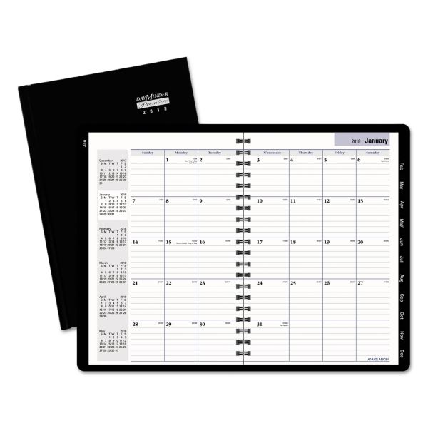 AAGG470H00 AT-A-GLANCE DayMinder Hard-Cover Monthly Planner, 7 7/8 x 11 7/8, Black, 2019
