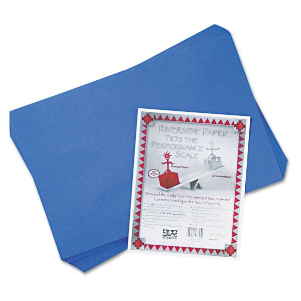 PAC103625 Pacon Riverside Construction Paper, 76 lbs., 12 x 18, Dark Blue, 50 Sheets/Pack