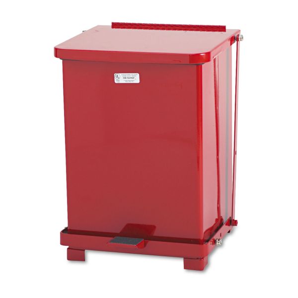 RCPST7ERDPL Rubbermaid Commercial Defenders Biohazard Step Can, Square, Steel, 7gal, Red