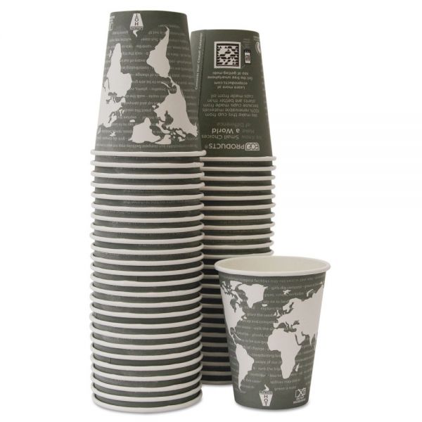 ECOEPBHC12WAPKC Eco-Products World Art Renewable/Compostable Hot Cups, 12 oz, Gray, 50/Pack,10 Pack/Carton