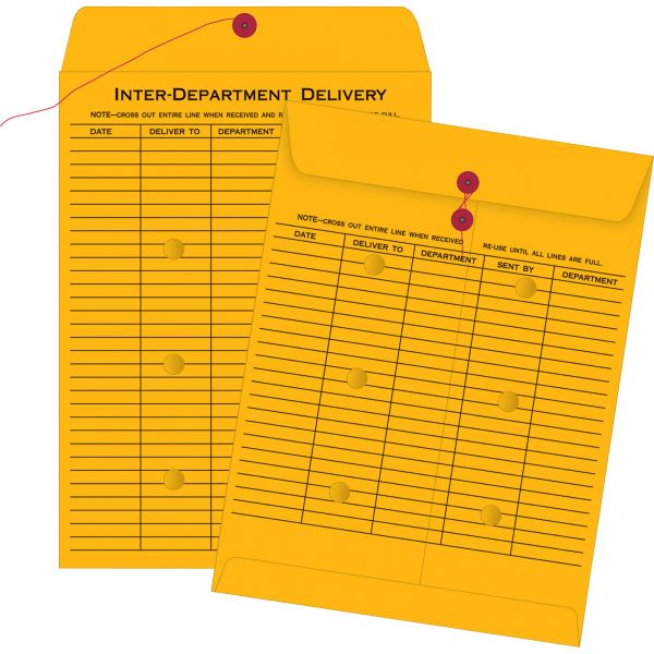 QUA63561 Quality Park Brown Kraft String & Button Interoffice Envelope, 10 x 13, 100/Carton
