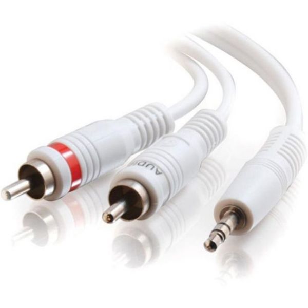 SYNX2056292 C2G 6ft One 3.5mm Stereo Male to Two RCA Stereo Male Audio Y-Cable - White