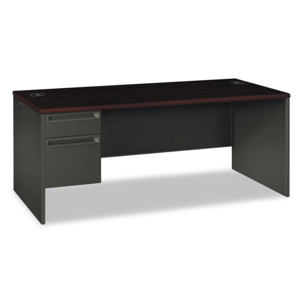 HON38294LNS HON 38000 Series Left Pedestal Desk, 72w x 36d x 29-1/2h, Mahogany/Charcoal