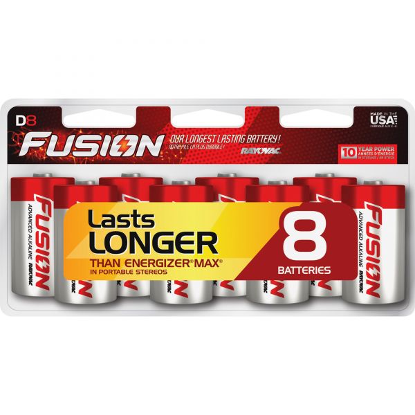 RAY8138LTFUSJ Rayovac Fusion Alkaline D Batteries