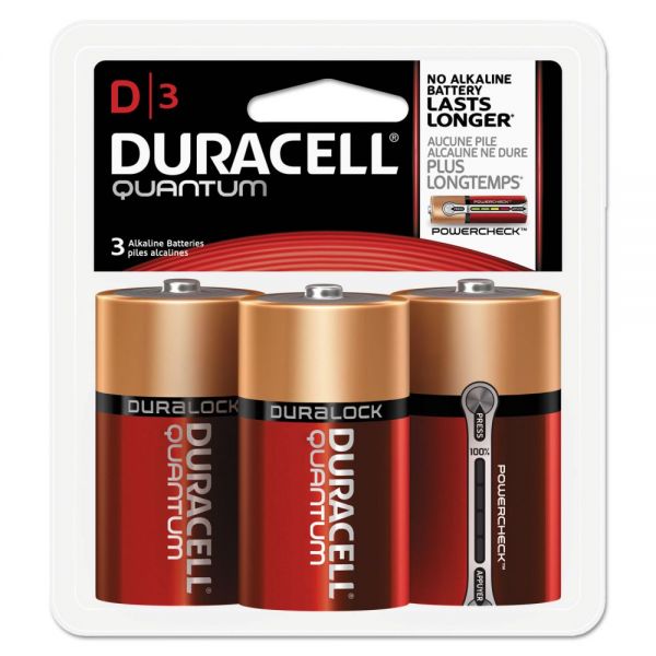 DURQUD3RFP Duracell Quantum Alkaline Batteries, D, 3/PK