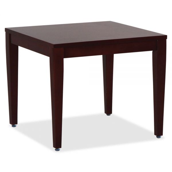 LLR59543 Lorell Mahogany Finish Solid Wood Corner Table