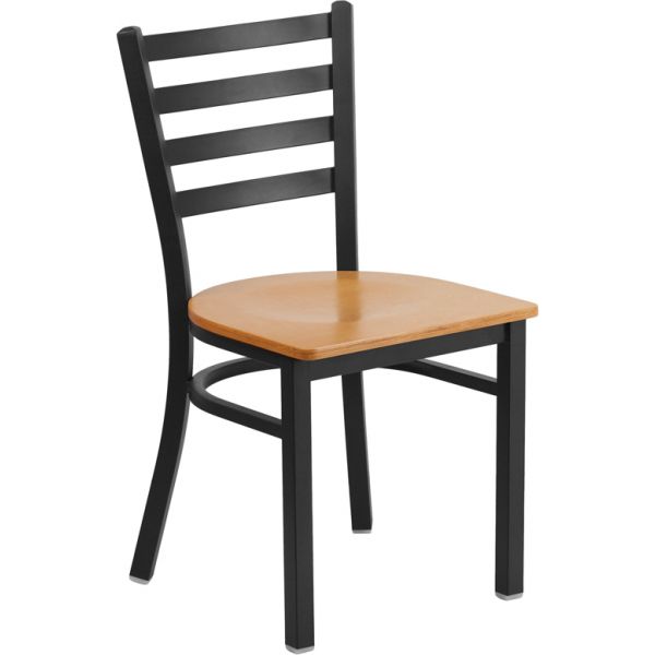 FHFXUDG694BLADNATWGG Flash Furniture HERCULES Series Ladder Back Restaurant Chair