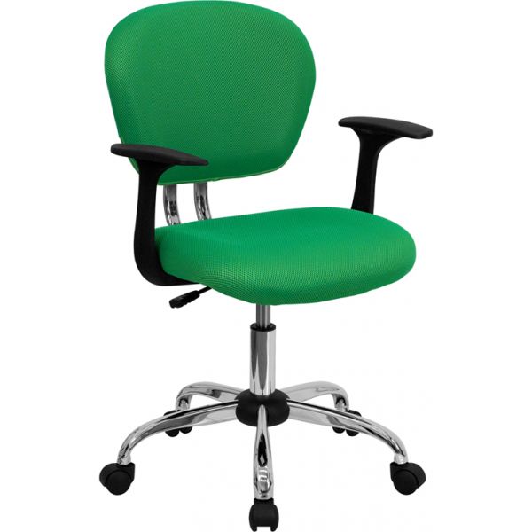 FHFH2376FBRGRNARMSGG Flash Furniture Mid-Back Mesh Task Chair with Arms