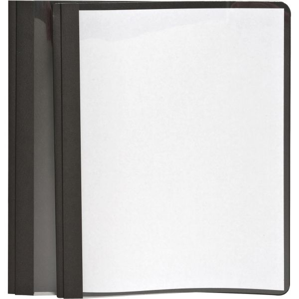 OXF55806 Oxford Clear Front Report Cover, 3 Fasteners, Letter, 1/2" Capacity, Black, 25/Box