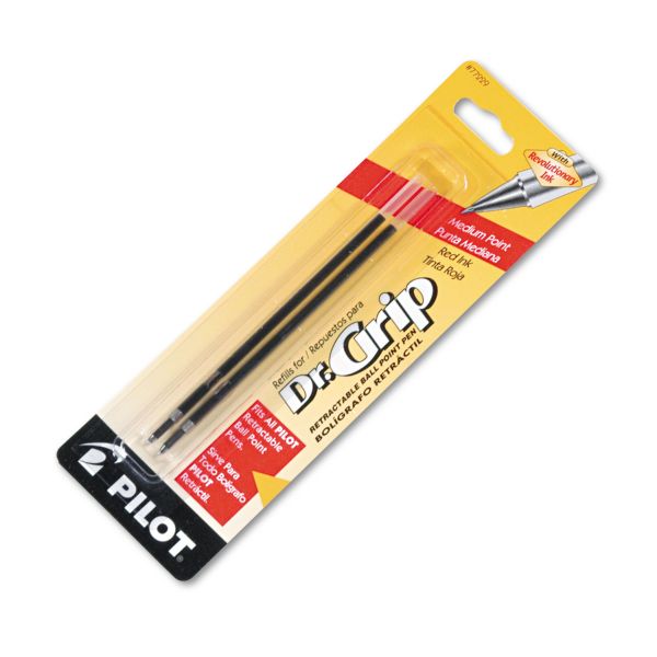 PIL77229 Pilot Refill, Better/EasyTouch/Dr Grip Retract Ballpoint, Med, Red, 2/Pack
