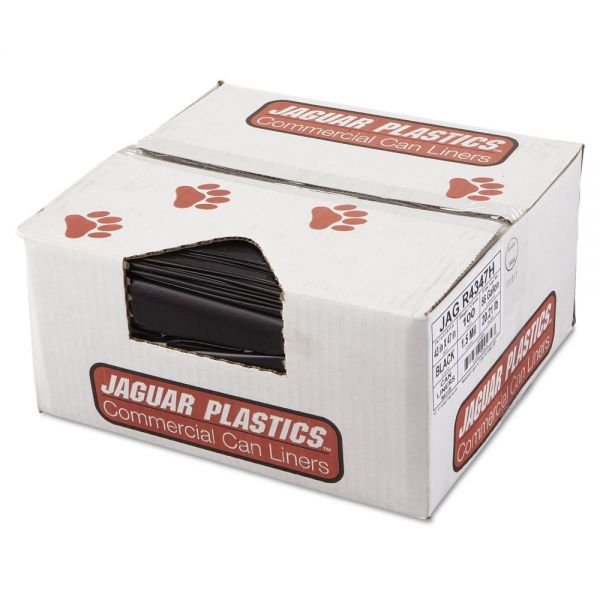 JAGR4347H Jaguar Plastics Repro Low-Density Can Liners, 1.5 Mil, 43 x 47, Black, 100/Carton