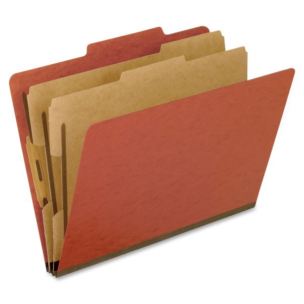PFX1257R Pendaflex Six-Section Pressboard Folders, Letter, 2/5 Tab, Red, 10/Box