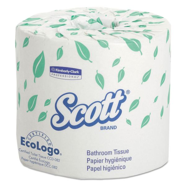KCC13607 Scott Standard Roll Toilet Paper, 2-Ply, White, 4 x 4 1/10 Sheet, 550 Sheets/Roll, 20 Rolls/Carton