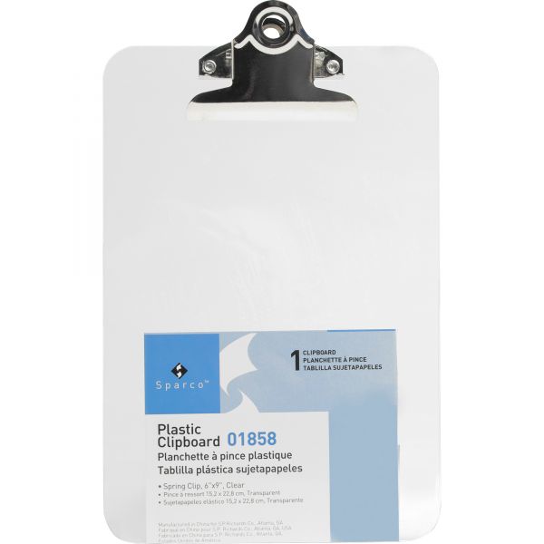 SPR01858 Sparco 6" x 9" Plastic Clipboard