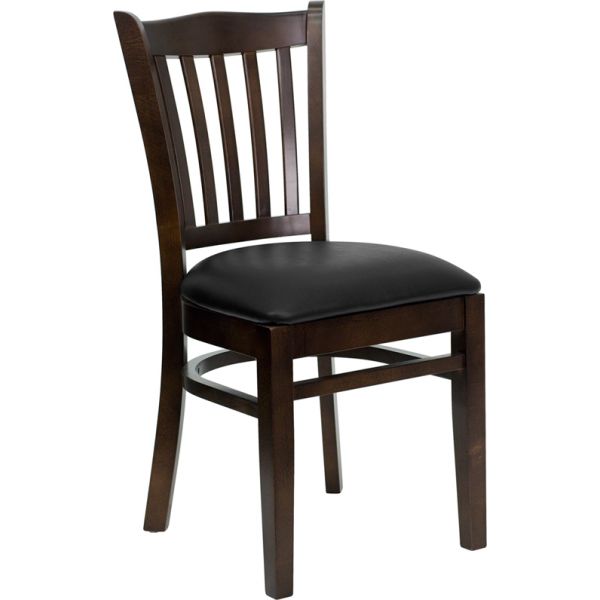 FHFXUDGW0008VRTWALBLKVGG Flash Furniture Vertical Slat Back Wooden Restaurant Chair