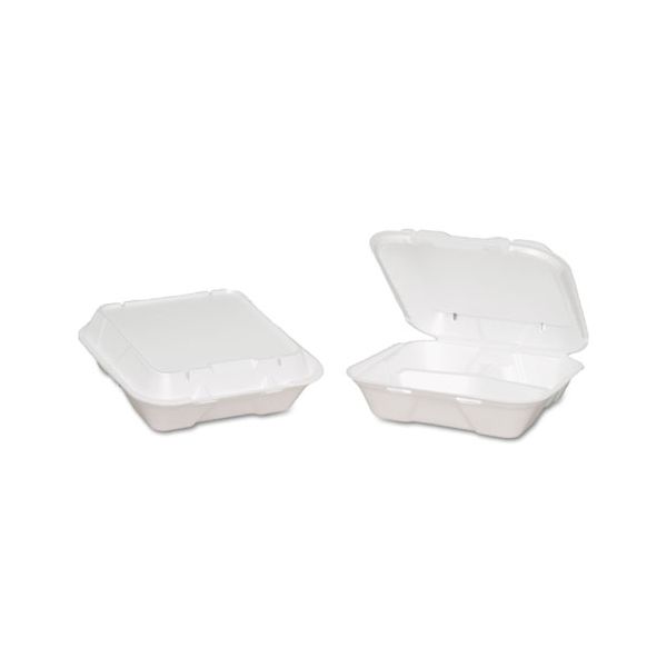 GNPSN203V Genpak Snap-it Vented Foam Hinged Container 3-Comp White 9-1/4x9-1/4x3, 100/BG 2 BG/CT