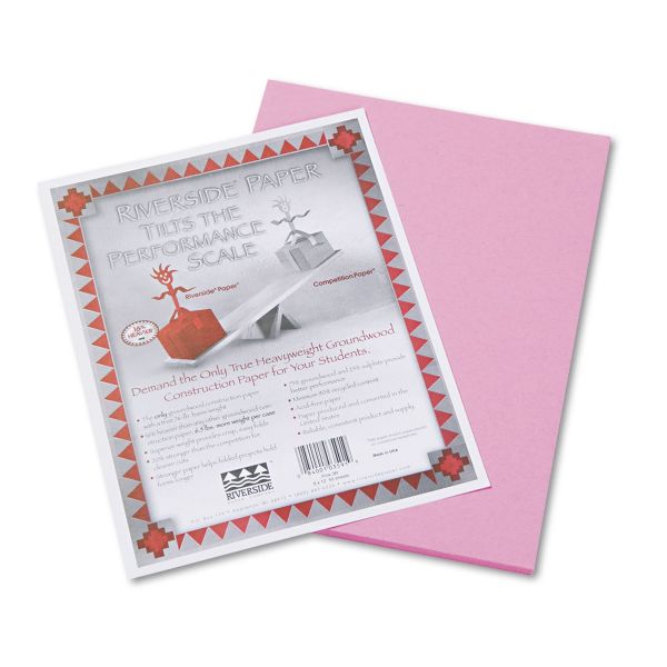 PAC103591 Pacon Riverside Construction Paper, 76 lbs., 9 x 12, Pink, 50 Sheets/Pack