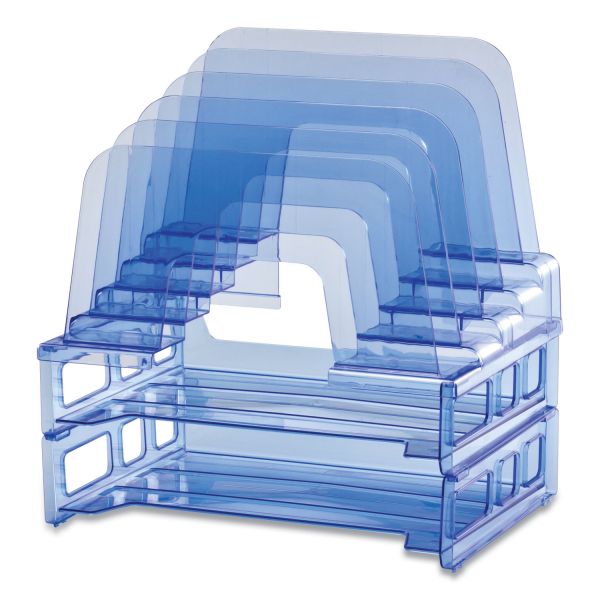 Officemate Blue Glacier Desktop File Organizer, 7 Sections, LetterSize