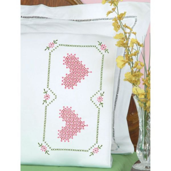 NOTM275833 Stamped Pillowcases with White Perle Edge